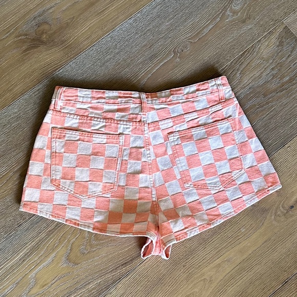 NASTY GAL High Waist Checkerboard Shorts in Orange - Picture 9 of 9